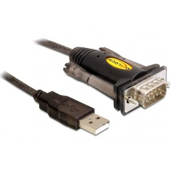 Adapter USB-A(M) 1 .1- SERIAL 9PIN DB9 (COM)(M) na kablu 150 cm czarny