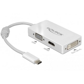 Adapter USB C(M) - HDMI(F)/VGA(F)/DVI(F)(24+5)(THUNDERBOLT 3) na kablu 13cm biały