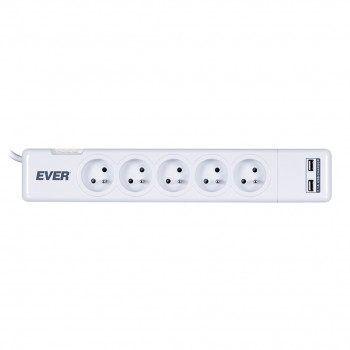 Listwa przeciwprzepięciowa Ever ELITE T/LZ11-ELI015/0000 (2 x USB, 5 x UTE, 10 A, 1,5m, kolor biały)