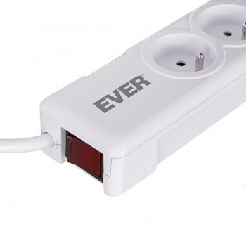 Listwa przeciwprzepięciowa Ever ELITE T/LZ11-ELI015/0000 (2 x USB, 5 x UTE, 10 A, 1,5m, kolor biały)