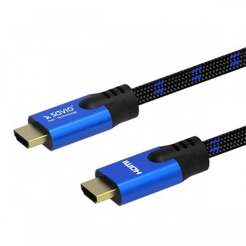 Kabel HDMI-HDMI v2.1, OFC, 3m, 8K, Miedź, Złote końcówki, Ethernet/3D CL-143 SAVIO Niebiesko-czarny