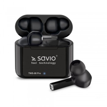 Słuchawki bezprzewodowe Savio TWS-08 PRO BT 5.0 z mikrofonem i power bankiem