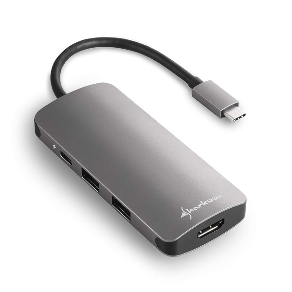 Sharkoon USB 3.0 Type C Multiport Adapter - USB-C, HDMI, MicroSD, SD - dark grey Sharkoon USB 3.0 Type C Multiport Adapter - USB-C, HDMI, MicroSD, SD - dark grey
