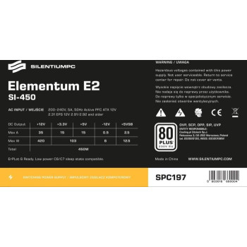 SilentiumPC Elementum E2 80+ EU Bulk 450W ATX - SPC197