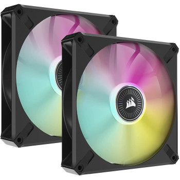 Corsair iCUE ML140 RGB ELITE Premium 140x140x25, case fan (black/transparent, pack of 2, incl. iCUE Lighting Node CORE RGB)