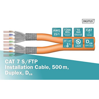 Digitus Professional Cat7 S/FTP installation cable duplex, Dca (orange, 500 meter drum)