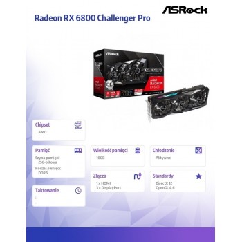 Karta graficzna Radeon RX 6800 Challenger Pro 16GB OC 256bit GDDR6 3DP/HDMI