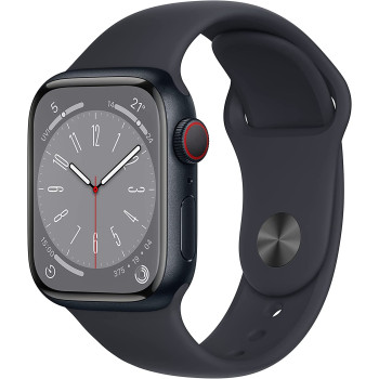 Apple Watch Series 8 Smartwatch (midnight blue/black, 41mm, Sport Band, Aluminum Case) MNP53FD/A