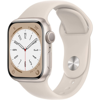 Apple Watch Series 8 Smartwatch (white/beige, 41mm, Sport Band, Aluminum Case) MNP63FD/A