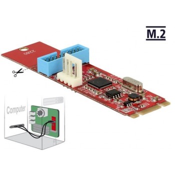 Adapter M.2 KEY B+ M 59PIN - USB PIN HEADER 19PIN(M) 3.0 + zasilanie FLOPPY