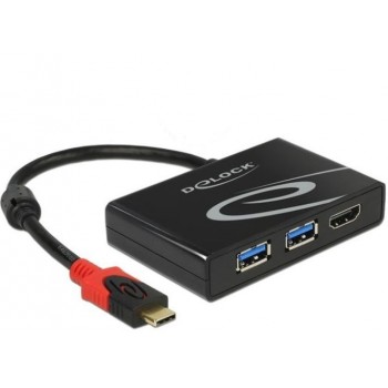 Adapter USB-C(M) 3.1 - 2X USB-A(F)+HDMI(F)(DISPLAYPORT ALT MODE)
