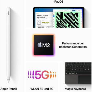 Apple iPad Pro 11" (2 TB), tablet PC (silver, 5G, Gen 4 / 2022)