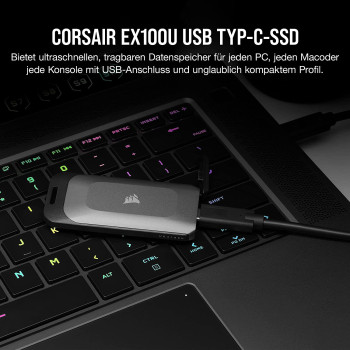 Corsair EX100U 2 TB, External SSD (black, USB-C 3.2 Gen 2x2 (20 Gbit/s))