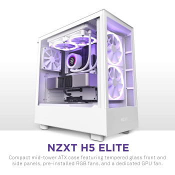 NZXT H5 Elite All White, tower case (white (matt), tempered glass)