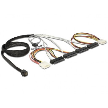 Kabel SAS Mini HD SFF-8643(M) - 4xSAS SFF-8482 29 PIN(F)+2xMOLEX(M) 50 cm