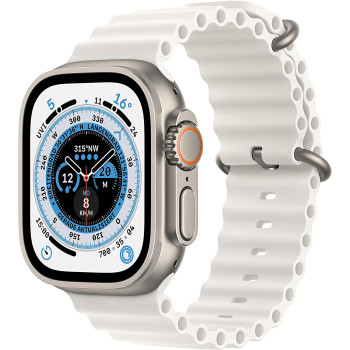 Apple Watch Ultra, Smartwatch (white, 49 mm, ocean strap, titanium case, cellular) MNHF3FD/A