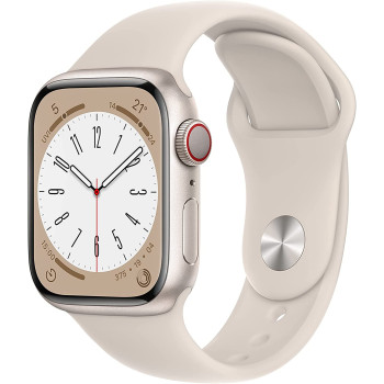 Apple Watch Series 8, Smartwatch (white/white, 41 mm, sports bracelet, aluminum housing, LTE) MNHY3FD/A