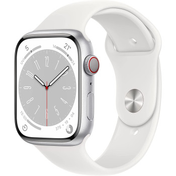 Apple Watch Series 8 Smartwatch (white, 45mm, Aluminium, Sport Band) MP4J3FD/A