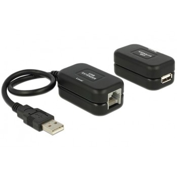 Przedłużacz USB-A M/F przez LAN 60cm czarny