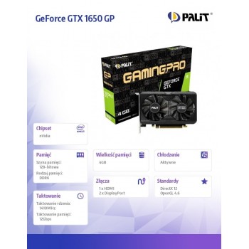 Karta graficzna GeForce GTX 1650 GamingPro 4GB GDDR6 128BIT HDMI/2DP