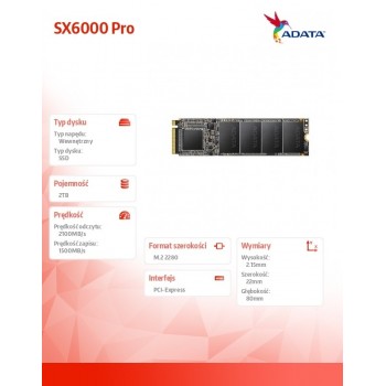 Dysk SSD XPG SX6000 Pro 2TB PCIe 3x4 M.2