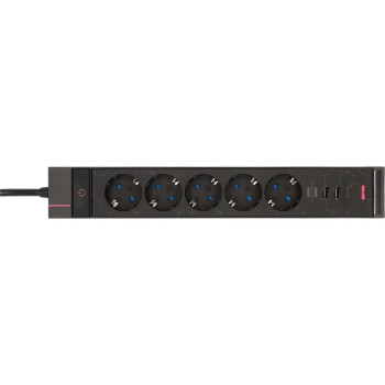 Brennenstuhl gaming power strip GSL 05 USB, 5-way (black, 1.5 meters, LED lighting and color change mode)