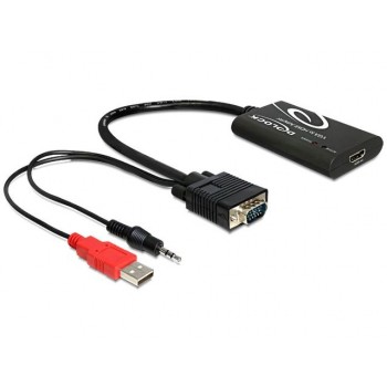 Adapter VGA(M)+Audio 3.5mm Jack(M)+Power USB AM - HDMI(F) 23cm