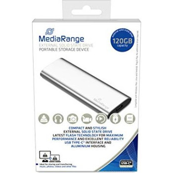 MediaRange 120 GB, external SSD (silver, USB-C 3.2 (10 Gbit / s), external)