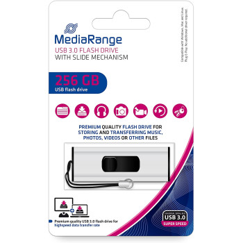 MediaRange flash drive 256 GB, USB stick (silver/black, USB-A 3.2 Gen 1)