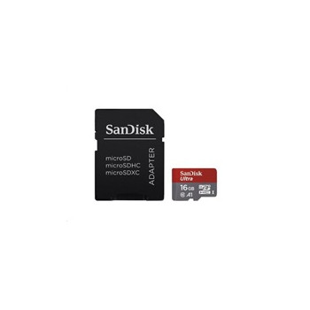 SanDisk MicroSDXC karta16GB Ultra (98MB/s A1 Class 10 UHS-I, Android, Memory Zone App)+Adapter
