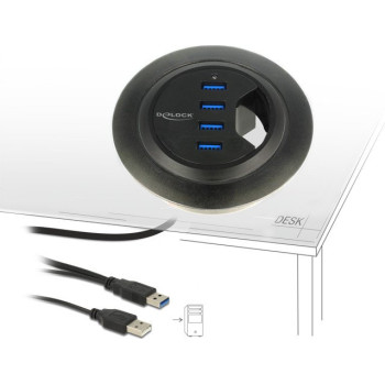 DeLOCK Tisch-Hub 4x USB 3.0 - 60mm