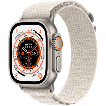 Apple Watch Ultra Smartwatch (white, 49mm, Alpine Loop, Titanium Case, Cellular) MQFT3FD/A