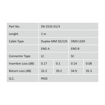 Patchcord światłowodowy FO LC-SC MM 50/125 OM3 duplex LSOH 1m