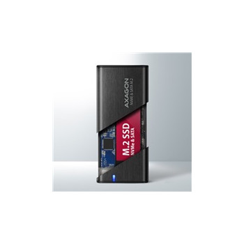 AXAGON EEM2-SB2, USB-C 3.2 Gen 2 - M.2 NVMe & SATA SSD metalowy RAW box, bezśrubowy, czarny