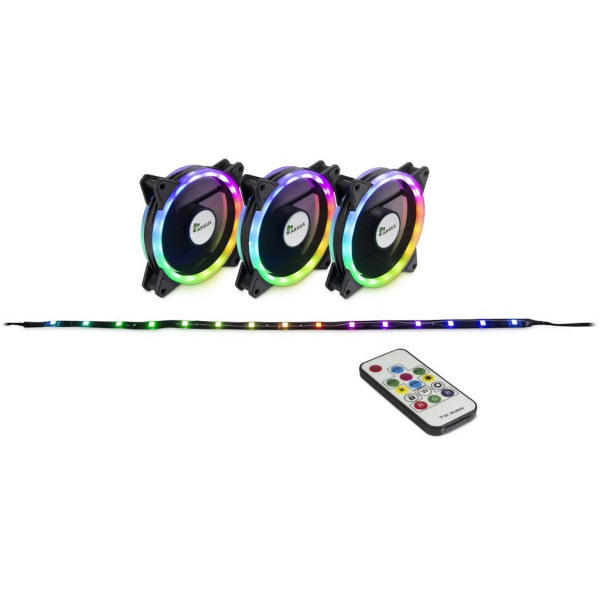 Inter-Tech Argus RGB Fan Set RS-04 120x120x25, case fan (black, 3-pack, remote control, 1x RGB LED strips, control unit) Inter-Tech Argus RGB Fan Set RS-04 120x120x25, case fan (black, 3-pack, remote control, 1x RGB LED strips, control unit)