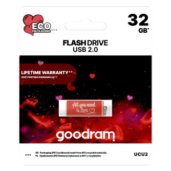 GOODRAM FLASHDRIVE 32GB UCU2 RED USB 2.0 VALENTINE