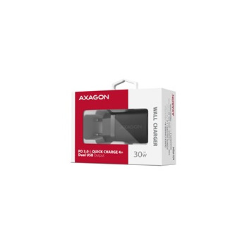 AXAGON ACU-PQ30 Sil ładowarka sieciowa 30W, 2x port (USB-A + USB-C), PD3.0/PPS/QC4+/AFC/Apple, czarna