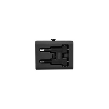 PORT univerzální cestovní adaptér, 2xUSB (2.1 + 1A), 100-240V AC, černá