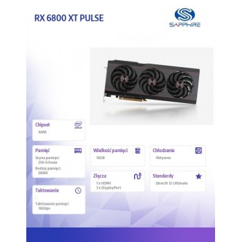 Karta graficzna RX 6800 XT PULSE 16GB 256bit GDDR6 HDMI/3DP