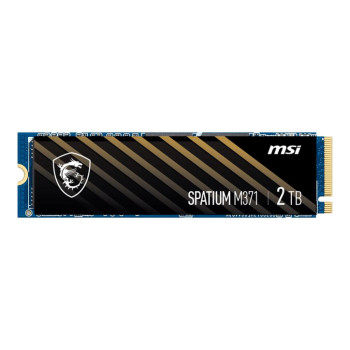 SSD MSI SPATIUM M371 2TB M.2 PCIE NVMe 3D NAND Write speed 1900 MBytes/sec Read speed 2350 MBytes/sec 2.15mm TBW 480 TB MTBF 150
