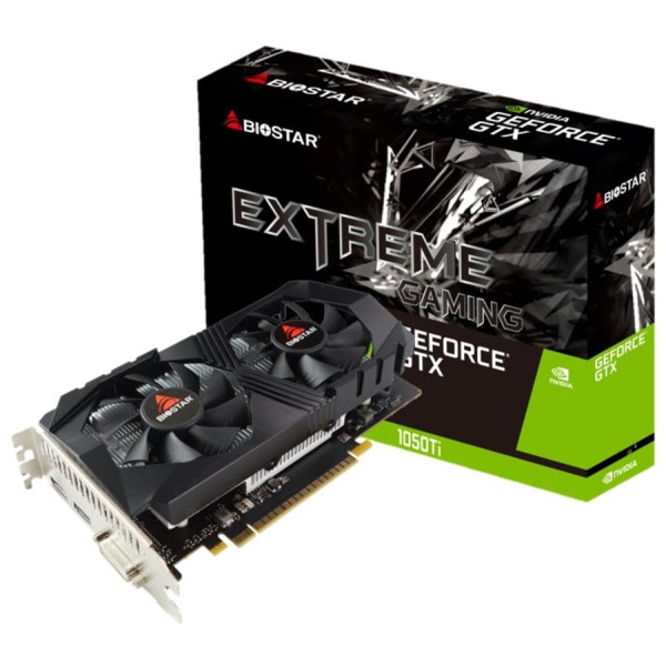 Graphics Card BIOSTAR NVIDIA GeForce GTX 1050 TI 4 GB GDDR5 128 bit PCIE 3.0 16x Memory 7008 MHz GPU 1291 MHz Dual Slot Fansink Graphics Card BIOSTAR NVIDIA GeForce GTX 1050 TI 4 GB GDDR5 128 bit PCIE 3.0 16x Memory 7008 MHz GPU 1291 MHz Dual Slot Fansink