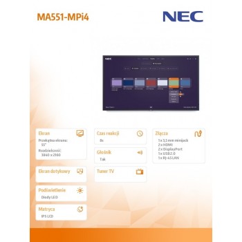 Monitor MultiSync MA551-MPi4 55 UHD 500cd/m2 24/7