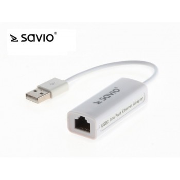 Adapter USB LAN 2.0 - Fast Ethernet (RJ45) SAVIO CL-24, blister