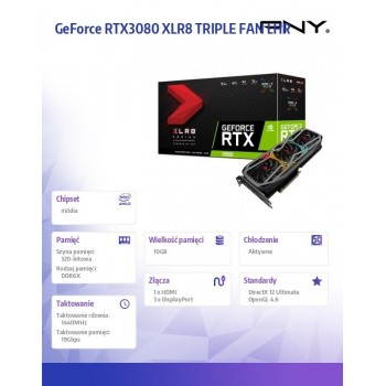 Karta graficzna GeForce RTX3080 10GB XLR8 TRIPLE FAN LHR