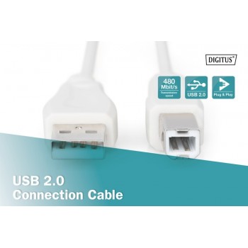 Kabel połączeniowy USB 2.0 HighSpeed Typ USB A/USB B M/M 1,8m Szary
