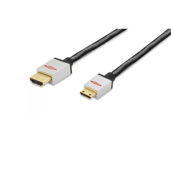 Kabel połączeniowy mini HDMI HighSpeed z Ethernetem 4K 30Hz UHD Typ HDMI A/miniHDMI C M/M nylon 2m Kabel połączeniowy mini HDMI HighSpeed z Ethernetem 4K 30Hz UHD Typ HDMI A/miniHDMI C M/M nylon 2m