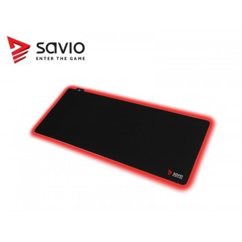 Podkładka pod mysz gaming SAVIO LED Edition Turbo Dynamic L 800x300x3mm, krawędzie LED RGB, Obszyta