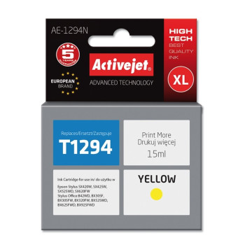 Tusz Activejet AE-1294N (zamiennik Epson T1294, Supreme, 15 ml, żółty)