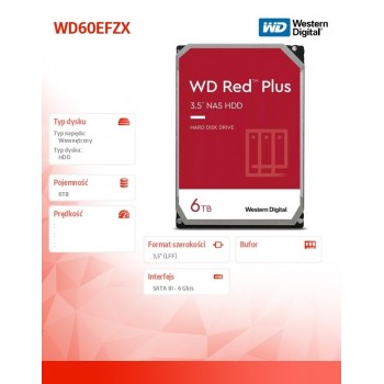 Dysk Red Plus 6TB 3,5 CMR 128MB/5400RPM Class