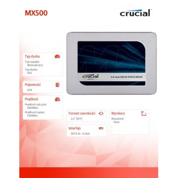 Dysk SSD MX500 4TB 2.5 SATA3